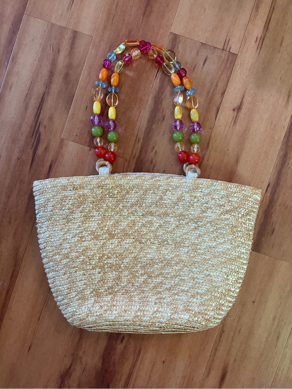 Cappelli Straworld Natural Straw Tote with Multicolor Beaded Handles